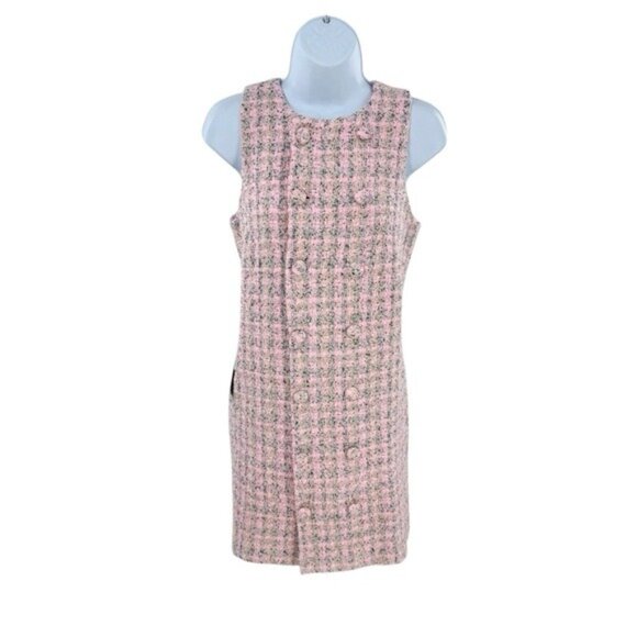 Pomander Place | NEW Peony Tweed Bianca Sleeveless Crewneck Mini Dress Size L - Picture 5 of 12